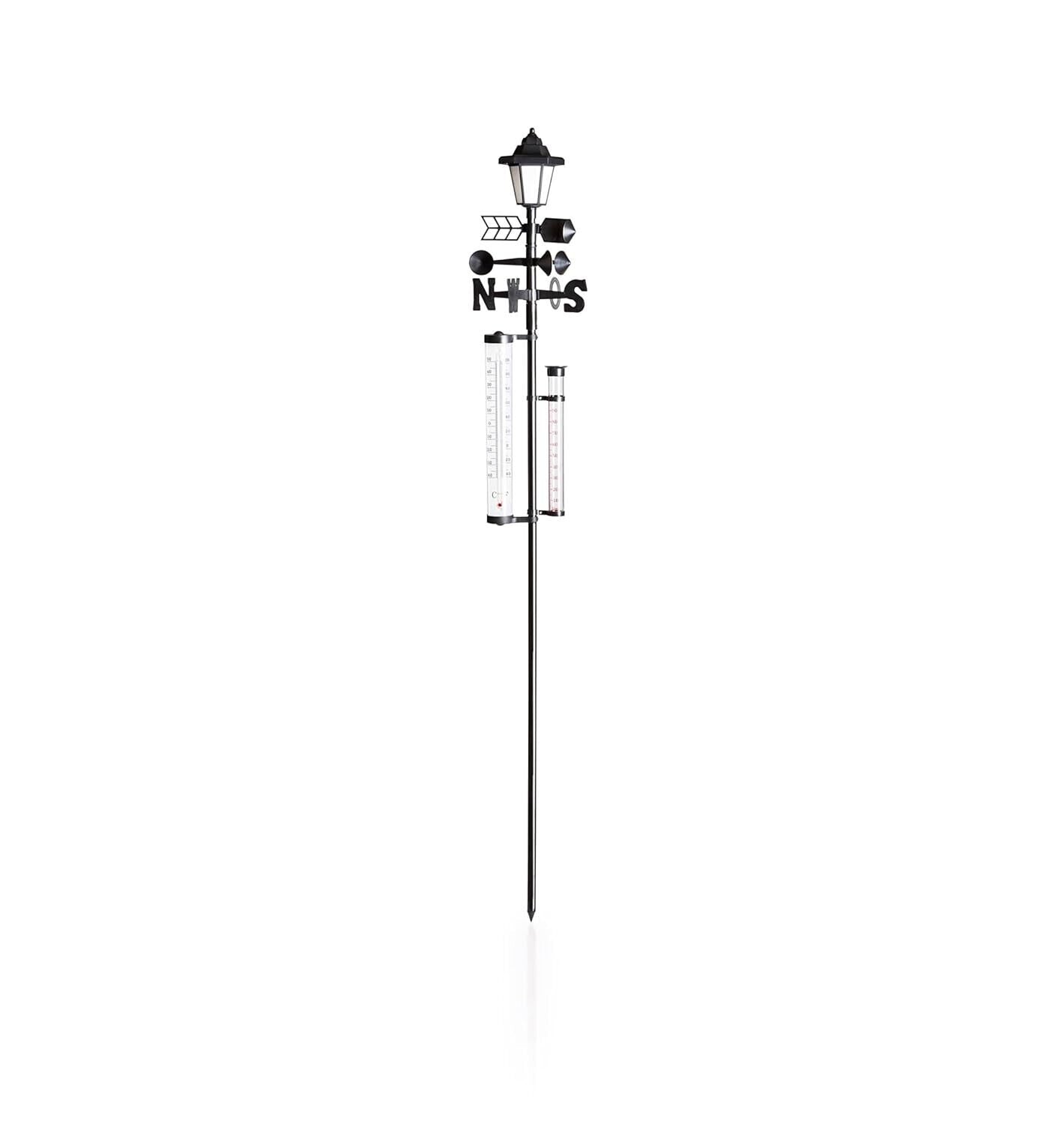 Solar-Wetterstation 5in1 "Flame" Wetterstation mit Windmesser, Regenmesser & LED
