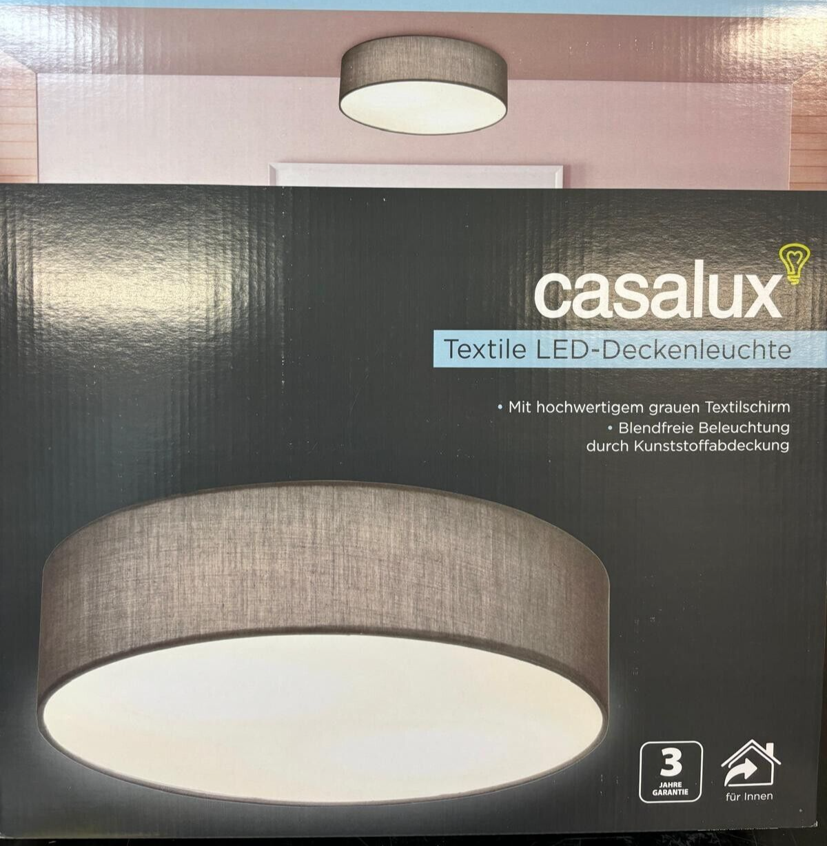 Deckenleuchte Innenbeleuchtung, Deckenlampe Stoff braun 38 cm Durchmesser Modern